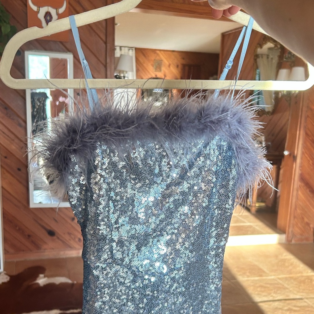 Silver sequin mini dress